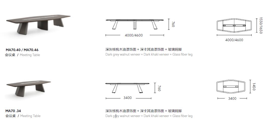 艾美系列会议桌尺寸图